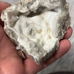 White Geode Decorative Accent with Subtle Gold Veining